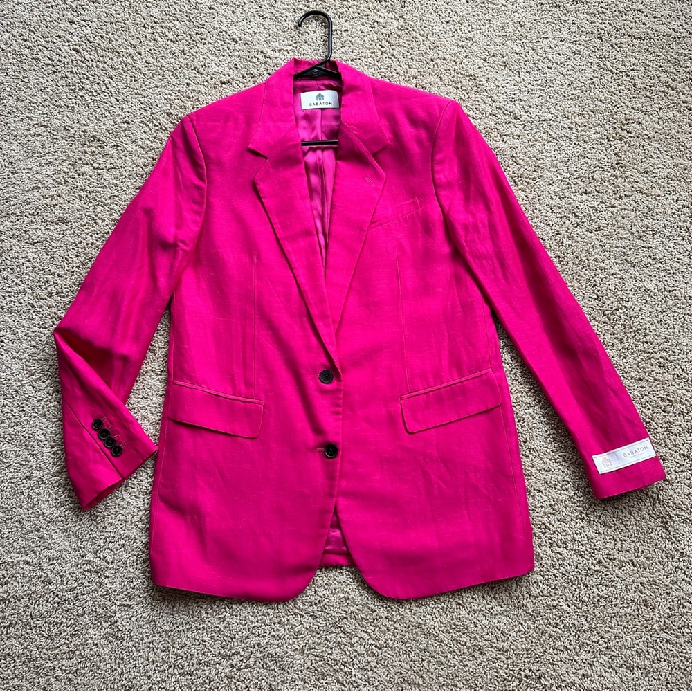 Babaton Aritzia Oversized Linen Hot pink blazer XS